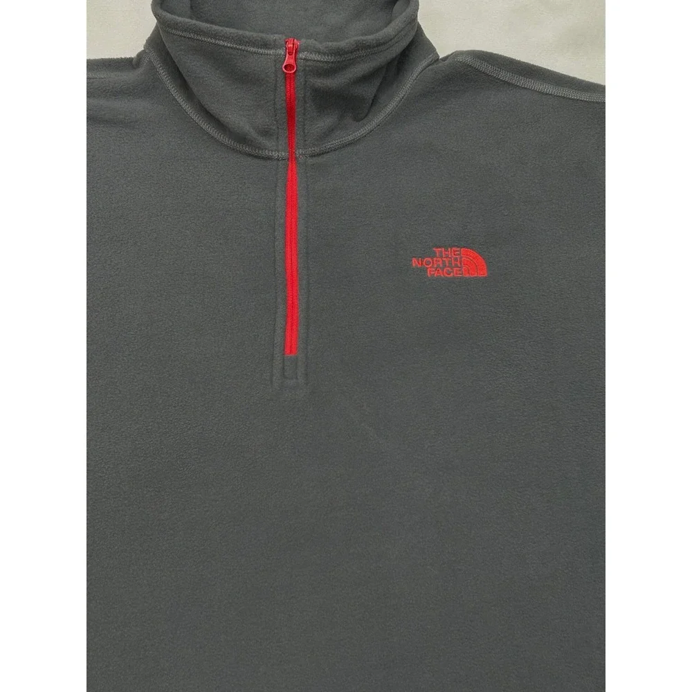 North‎ Face Quarter Zip Fleece Mens XL Gray Red Pullover Outdoor Hiking Gorpcore